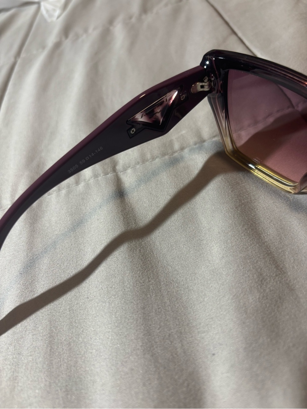 Prada Purple Gradient Square Sunglasses with Logo Temples - Picture 3 of 8